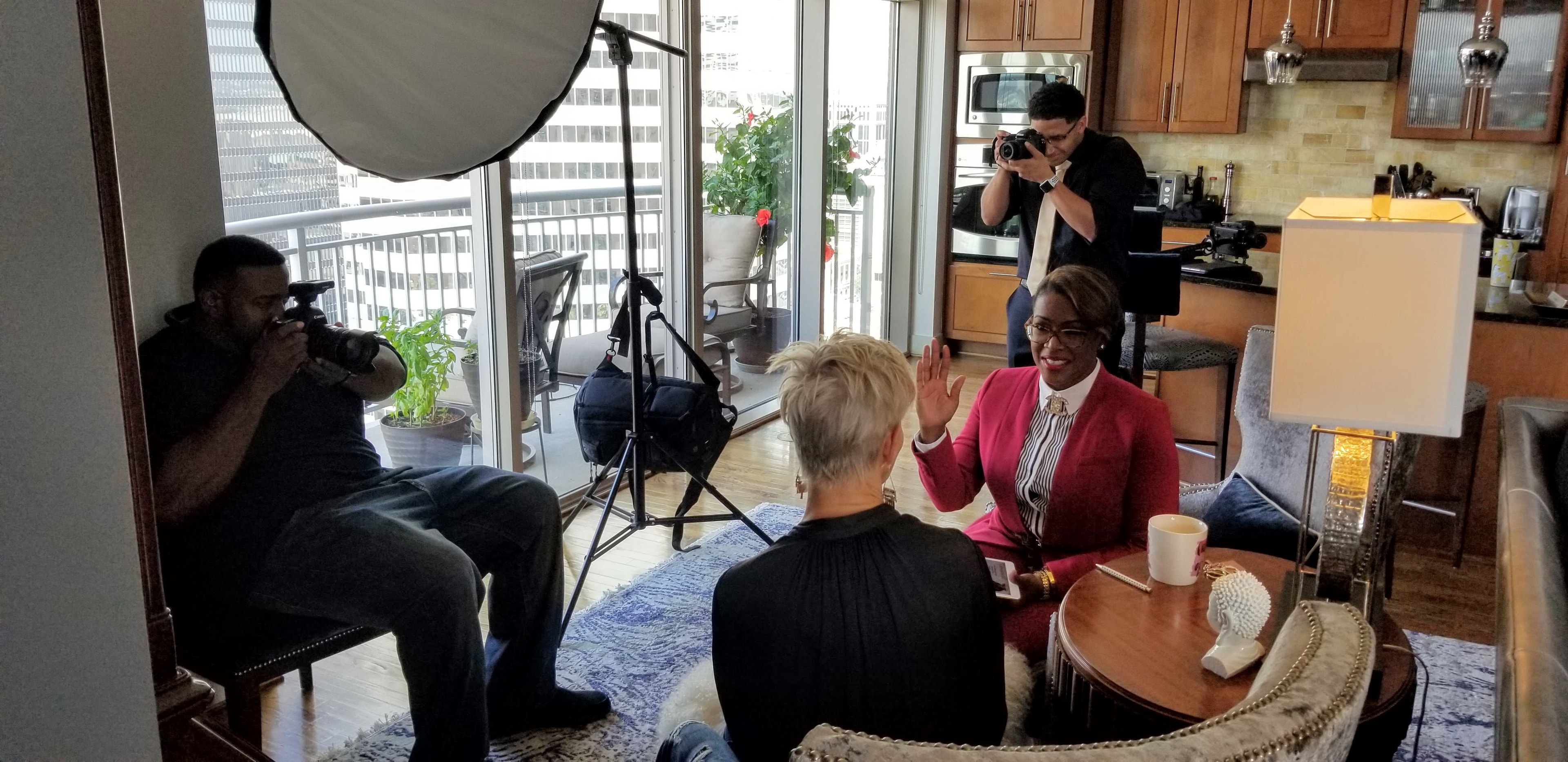 Behind the scenes — on-set interview production