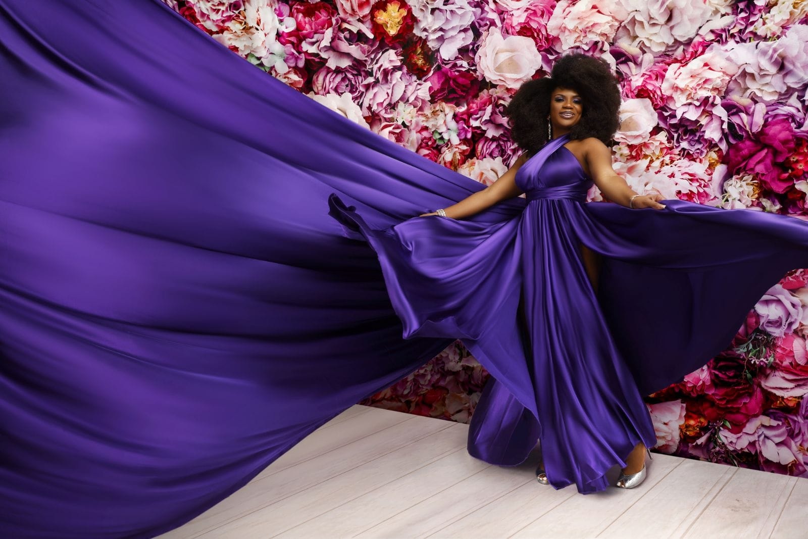 Flying dress — creative direction, CC editorial portrait